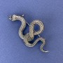 Broche-pendentif Serpent avec strass verts, métal argenté, 30 × 55 mm +