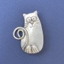 Broche-pendentif Chat argenté mat, métal 28×37 mm +