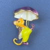 Broche «Misha» avec strass violets et émail jaune, violet et blanc, métal doré 29×40 mm+
