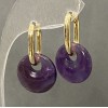 Boucles d'oreilles en améthyste, diamètre 15 mm ±, longueur 27 mm ±