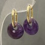 Boucles d'oreilles en améthyste, diamètre 15 mm ±, longueur 27 mm ±