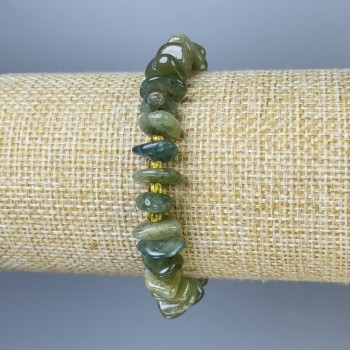 Bracelet éclats de tourmaline, diamètre 8-13×3 mm ±, avec perles de rocaille, longueur 18 cm ±, élastique