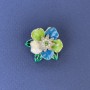 Broche «Fleur», diamètre d'environ 25 mm, émail multicolore et strass