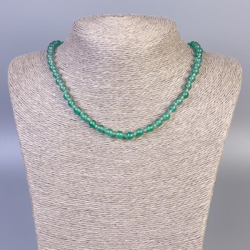 Collier en néphrite (artificiel) perles lisses de 6 mm de diamètre, longueur environ 45 cm, avec fermoir