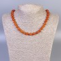 Collier en cornaline, billes lisses, diamètre 8 mm