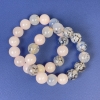 Ensemble de bracelets Quartz rose et Agate - Veines de dragon, billes lisses, diamètre 12 mm ±, longueur 18 cm ±, élastique