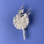 Broche Ballerine avec strass blancs et métal argenté