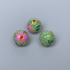 Perle cloisonnée violet clair et vert clair émail, diamètre 10 mm ± trou, diamètre 2 mm, couleur métallique dorée, 1 pièce