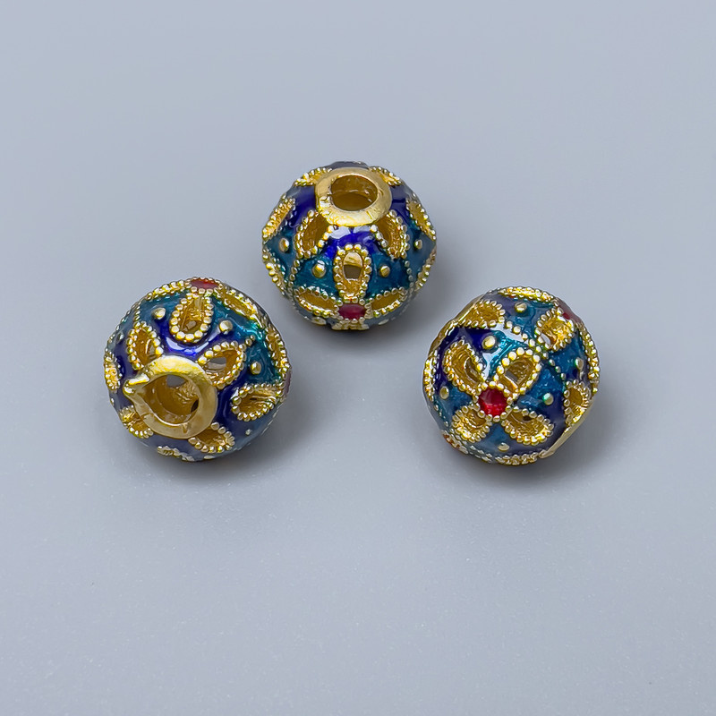 Perle cloisonnée Pandora bleu-turquoise
