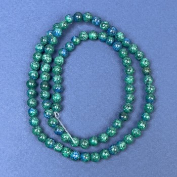 Perles d'azurite sur fil – billes lisses, diamètre 5 mm ±, longueur 38 cm ±