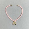 Base pour bracelet en textile, diamètre de la partie textile environ 5,5 mm, couleur rose avec insert métallique doré, diamètre environ 8 mm, longueur 10,5 cm