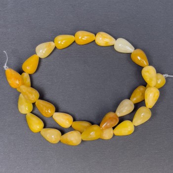 Perles de calcite miel, pierre naturelle, forme goutte, diamètre 15×10 mm (+/-), trou de 1 mm (+/-), longueur environ 40 cm