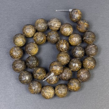 Perles de bronzite, pierre naturelle, bille lisse, diamètre 12,5 mm, trou Ø 1,5 mm, longueur 38 cm ±