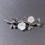 Broche-pendante nacre Fleur, métal argenté 52×20 mm+