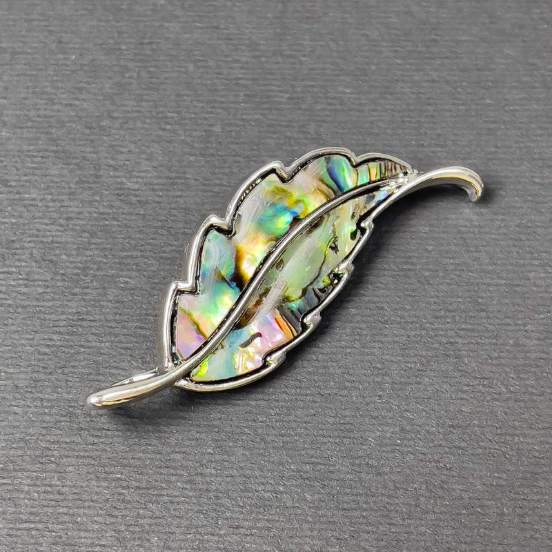 Broche-pendentif Haliotis argenté métal 51×17 mm+