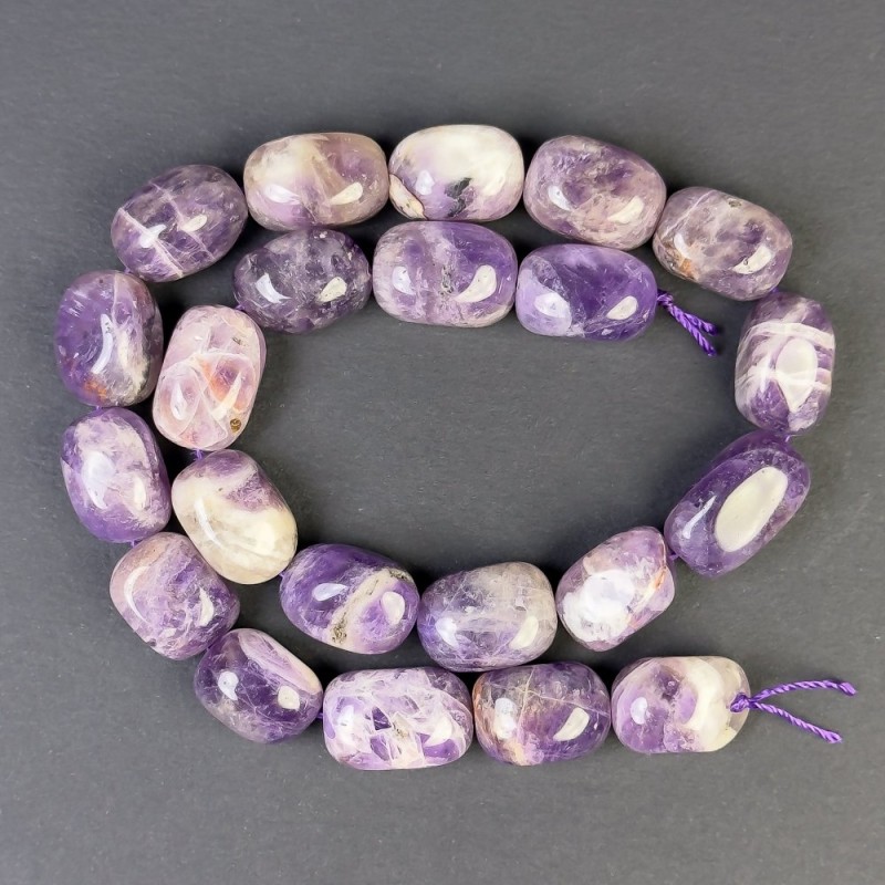 Perles d'améthyste facettées 18x13 mm sur fil, longueur 39 cm+