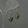 Boucles d'oreilles jaspe «Sang du Dragon» — cœur 12 mm ±, longueur 30 mm ±