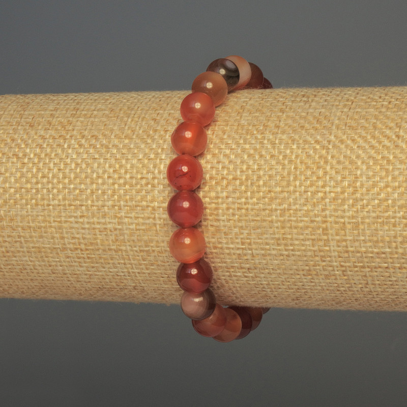 Bracelet en agate — boules lisses de 8 mm ±, longueur 18 cm ±, élastique