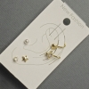 Boucles d'oreilles à clous et cuffs d'oreille en métal doré, strass blancs et perles