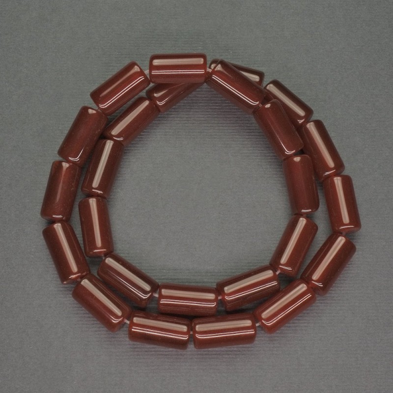 Perles de cornaline cylindriques, diamètre 8×15 mm, longueur ±40 cm