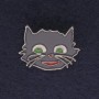 Broche Chat couleur gris émaillé, métal argenté 27×22 mm+