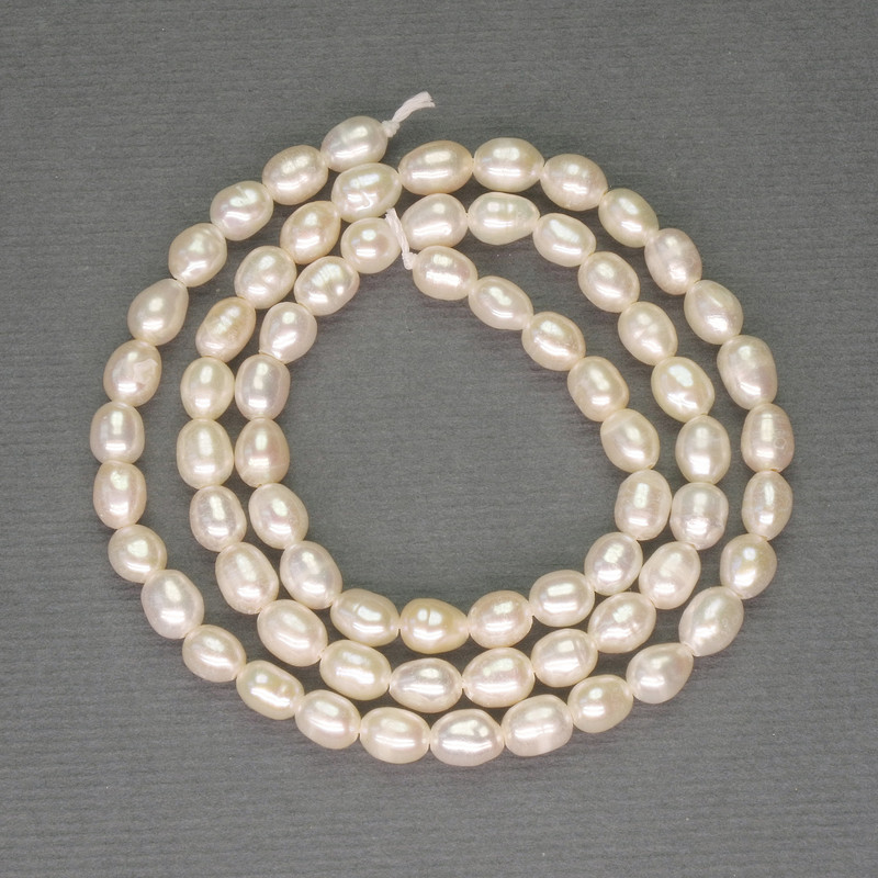 Perles d'eau douce blanches sur fil, diamètre 5×4 mm, longueur 36 cm+