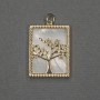 Pendentif arbre avec insert nacre, 18×23×25 mm ± métal doré