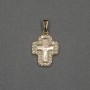 Pendentif croix à insert nacré, métal doré 13x15x18x2,5 mm ±