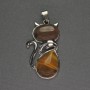 Pendentif Chat Œil de Tigre 25×51 mm ± métal argenté