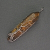 Pendentif œil-de-tigre hexagonal, cristal 12×50×57 mm ±, monté en argenté
