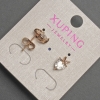 Clous d'oreilles Xuping en forme de cœur avec cristal blanc, diamètre 7×10 mm, dorure 18K