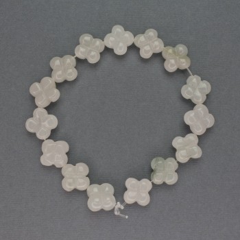 Perles de quartz blanc en forme de trèfle 14×14 mm, longueur 20 cm ±