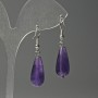 Boucles d'oreilles en améthyste en forme de goutte, diamètre 10 × 23 mm, longueur environ 40 mm