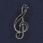 Broche Clé de sol noire, émail et métal argenté, 16×40 mm+