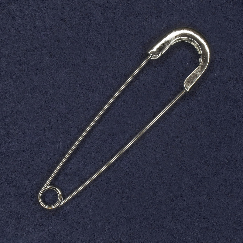 Broche-épingle 20 × 77 mm ± métal argenté