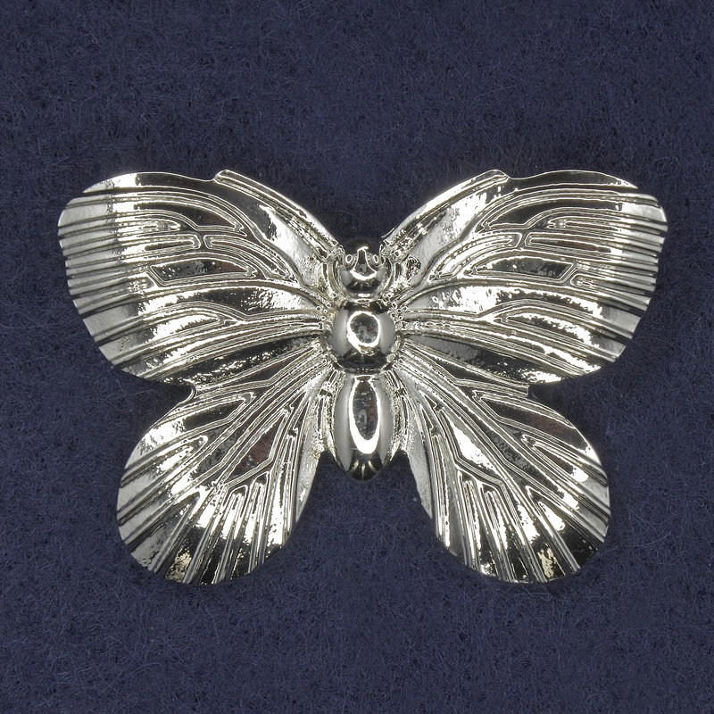 Broche Papillon argenté métal 42×30 mm+