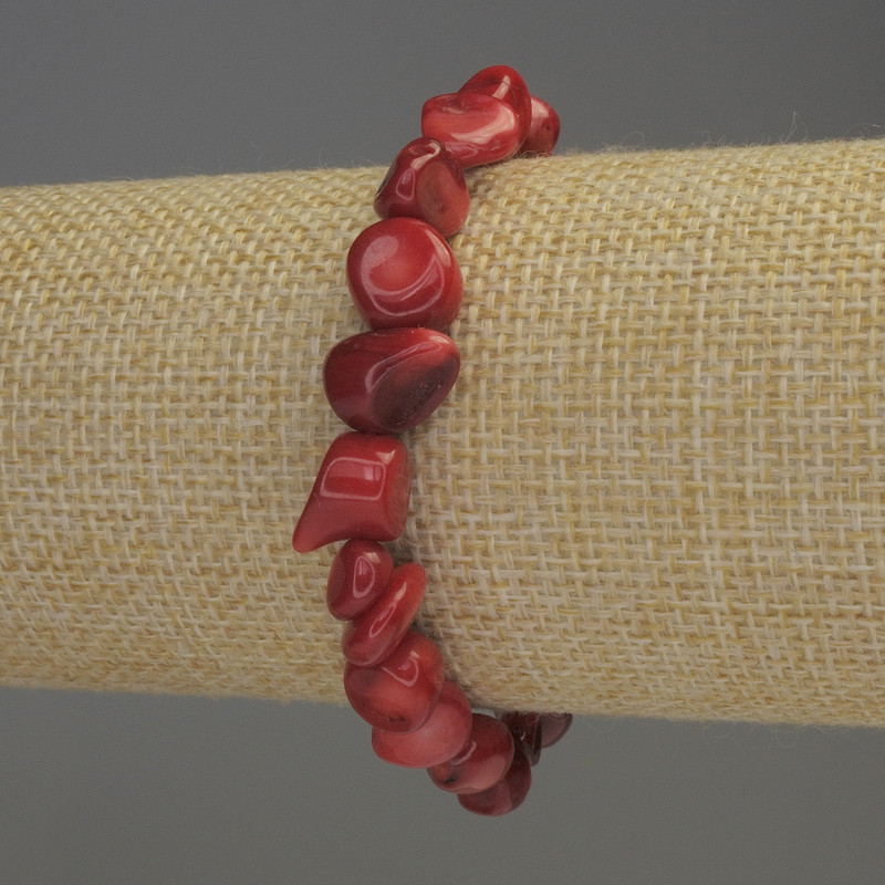 Bracelet en corail facetté, diamètre 7–10×9 mm, longueur 18 cm, élastique