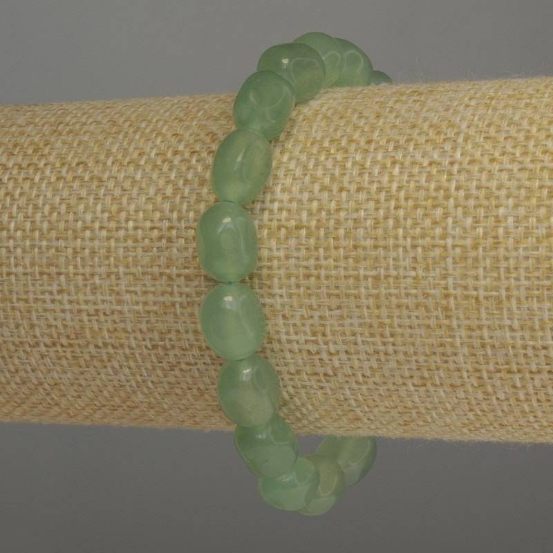 Bracelet en jade taillé, diamètre 11×8 mm, longueur 18 cm, élastique