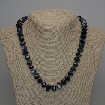 Collier en sodalite naturelle à facettes, diamètre 11×7 mm, longueur 50 cm +/- avec fermoir