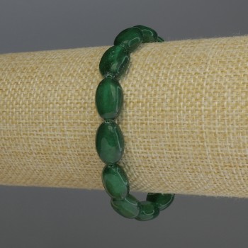 Bracelet chrysoprase ovale, diamètre d'environ 13×9 mm, longueur 18 cm, élastique
