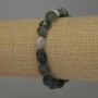 Bracelet en agate mousse facettée, perles diamètre 10 × 7–8 mm, longueur 18 cm, élastique