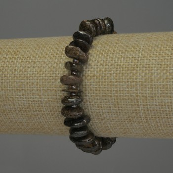 Bracelet en bronzite galetée, diamètre 3,5×10–13 mm ±, 18 cm ±, élastique