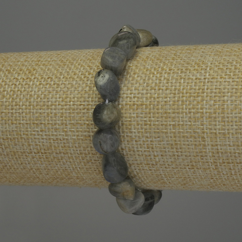 Bracelet en labradorite facettée, diamètre 9–12×9 mm, longueur 18 cm, élastique