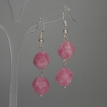 Boucles d'oreilles en tourmaline facettée, diamètre 12 mm ±, longueur 48 mm ±