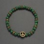 Bracelet malachite, perles lisses de 6 mm, inserts métalliques, longueur 18 cm ±, élastique