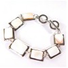 Destockage. Bracelet nacre monture lisse, pierre rectangulaire 18×22 mm et 15×20 mm, longueur 18–21 cm