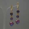 Boucles d'oreilles en améthyste, boule facettée, diamètre environ 8 mm, cristal serti dans cadre de 12 mm, longueur 60 mm