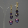 Boucles d'oreilles en améthyste, billes facettées, diamètre 8–9 mm, cristal serti dans monture de 12 mm ±, longueur environ 56 mm