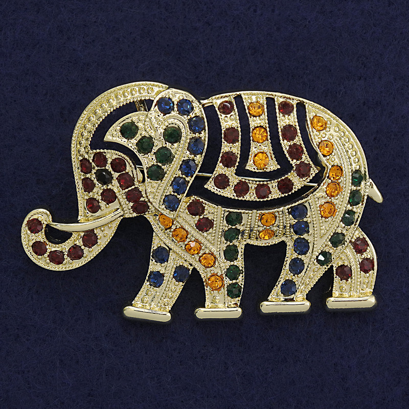 Broche-pendant Éléphant avec éclat doré 60x40 mm+