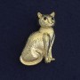 Broche-pendante «Chat» avec strass noirs, métal doré, 45×25 mm+